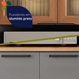 Armário de Cozinha Castanha 2700mm com Vidro e Ripado Cinza/Freijó - Telasul