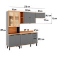 Armário de Cozinha Castanha 2700mm Paneleiro e Balcão com Vidro 4 Peças Cinza/Freijó - Telasul
