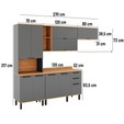 Armário de Cozinha Completa Castanha 2700mm 4 Peças Cinza/Freijó - Telasul