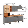 Armário de Cozinha Castanha 2700mm Paneleiro C/ Vidro 5 Peças Cinza/Freijó - Telasul