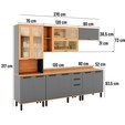 Armário de Cozinha Completo Castanha 2700mm 5 Peças Cinza/Freijó - Telasul