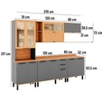Armário de Cozinha Castanha 2700mm com Ripado e Vidro 5 Peças Cinza/Freijó - Telasul