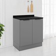 Balcão de Cozinha Lumina 800mm com Rodapé e Tampo 2 Portas Cinza - Telasul