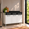 Balcão de Cozinha de Aço Triplo Topázio C/ Tampo Branco/Preto - Telasul