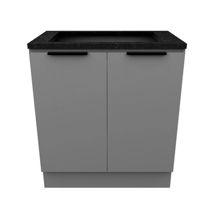 Balcão de Cozinha Lumina 800mm com Rodapé para Cooktop 4 Bocas com Tampo 2 Portas Cinza - Telasul