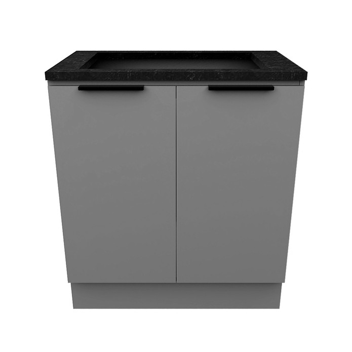 Balcão de Cozinha Lumina 800mm com Rodapé para Cooktop 4 Bocas com Tampo 2 Portas Cinza - Telasul