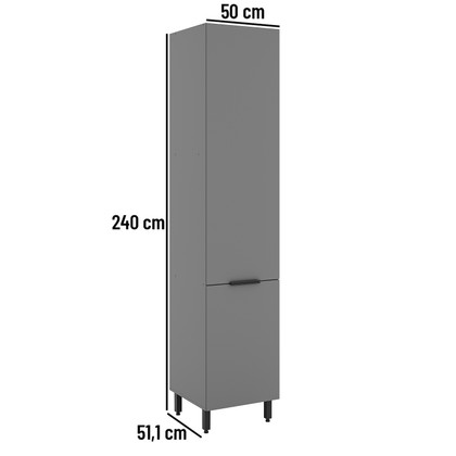 Paneleiro de Cozinha Lumina 500mm 2 Portas Cinza - Telasul