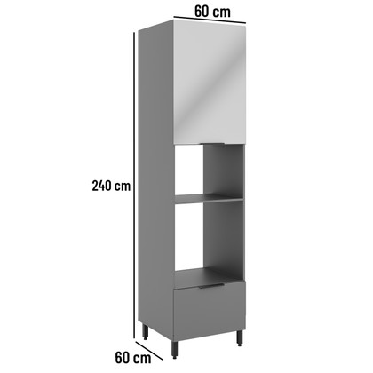 Paneleiro de Cozinha Lumina 600mm para Micro e Forno 1 Porta  e 1 Gaveta Cinza - Telasul
