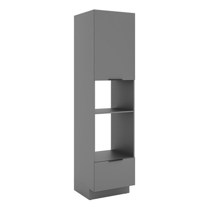 Paneleiro de Cozinha Lumina 600mm com Rodapé para Micro e Forno de Embutir 1 Porta e 1 Gaveta Cinza/Cinza - Telasul