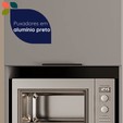 Paneleiro de Cozinha Lumina 600mm com Rodapé para Micro e Forno de Embutir 1 Porta e 1 Gaveta Cinza/Cinza - Telasul