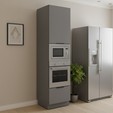 Paneleiro de Cozinha Lumina 600mm com Rodapé para Micro e Forno de Embutir 1 Porta e 1 Gaveta Cinza/Cinza - Telasul