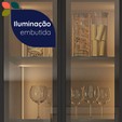Paneleiro de Cozinha Lumina 700mm com Iluminação e com Rodapé 2 Portas com Vidro Cinza/Cinza - Telasul