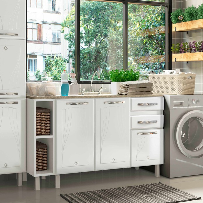 Balcão de Cozinha de Aço Telasul Star New 140cm para Pia Branco - Telasul