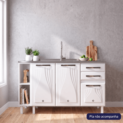 Balcão de Cozinha de Aço Telasul Star New 140cm para Pia Branco - Telasul