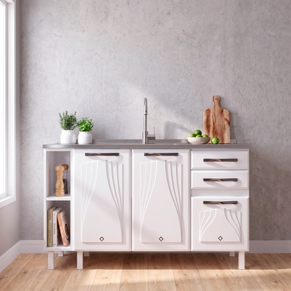 Balcão de Cozinha de Aço Telasul Star New 140cm para Pia Branco - Telasul