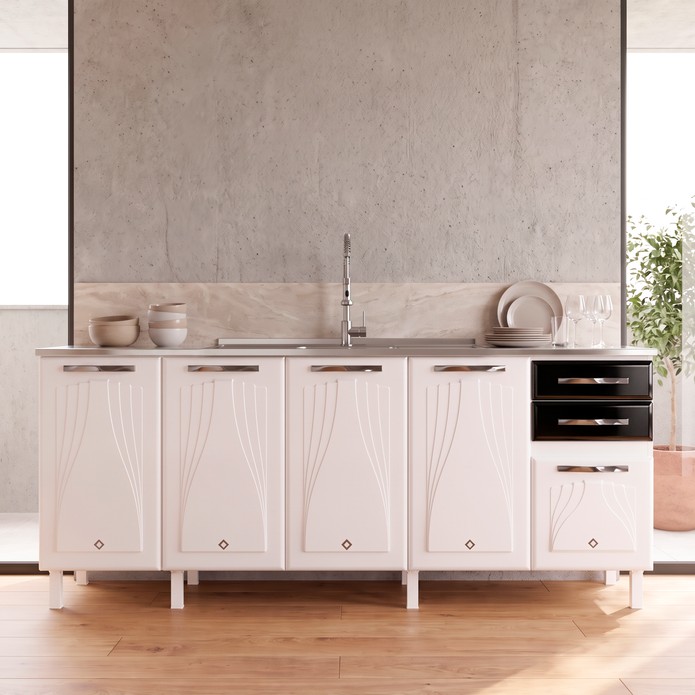 Balcão de Cozinha de Aço Telasul Star New 200cm para Pia Branco/Preto - Telasul