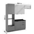 Cozinha Lumina 41-2600mm 6pt 4gv C/Tam Cinza/Lacca
