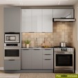 Cozinha Lumina 42-2600mm 7pt 4gv S/Tam Cinza/Lacca Cinza - Telasul
