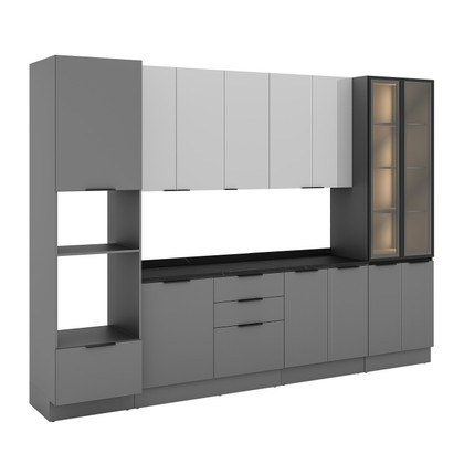 Cozinha Lumina 67-3300mm 11pt 2pt C/V 4gv C/Tam Cinza/Lacca Cinza - Telasul