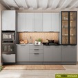 Cozinha Telasul Lumina 6 Peças com Paneleiro para Forno e Micro com Vidro Fumê e Iluminação S/ Tampo Cinza/Lacca - Telasul