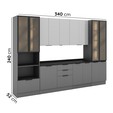 Cozinha Telasul Lumina 6 Peças com Paneleiro para Forno e Micro com Vidro Fumê e Iluminação Cinza/Lacca - Telasul