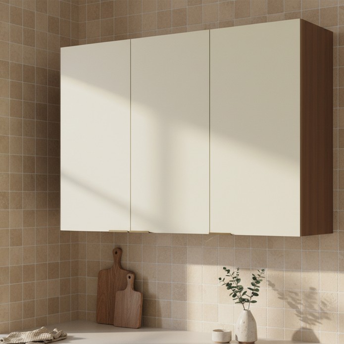 Armário Aéreo Lumina 1200mm 3 Portas Arenas/Freijó - Telasul