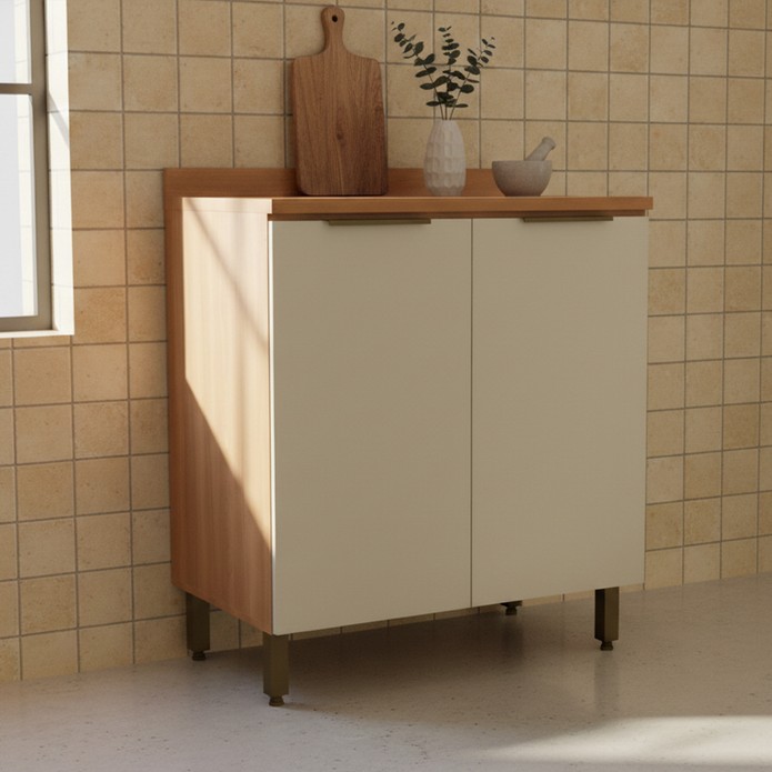 Balcão de Cozinha Lumina 800mm com Tampo 2 Portas Arenas/Freijó - Telasul