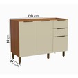 Balcão de Cozinha Lumina 1200mm sem Tampo 2 Portas e 3 Gavetas Arenas/Freijó - Telasul
