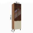 Paneleiro de Cozinha Lumina 700mm 2 Portas com Vidro Arenas/Freijó - Telasul