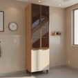 Paneleiro de Cozinha Lumina 700mm 2 Portas com Vidro Arenas/Freijó - Telasul