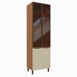 Paneleiro de Cozinha Lumina 700mm 2 Portas com Vidro Arenas/Freijó - Telasul