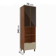 Paneleiro de Cozinha Lumina 700mm para Micro e Forno 2 Portas com Vidro e 1 Gaveta Arenas/Freijó - Telasul
