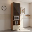 Paneleiro de Cozinha Lumina 700mm para Micro e Forno 2 Portas com Vidro e 1 Gaveta Arenas/Freijó - Telasul