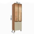 Paneleiro de Cozinha Lumina 700mm com Iluminacão 2 Porta com Vidro Arenas/Freijó - Telasul