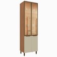 Paneleiro de Cozinha Lumina 700mm com Iluminacão 2 Porta com Vidro Arenas/Freijó - Telasul