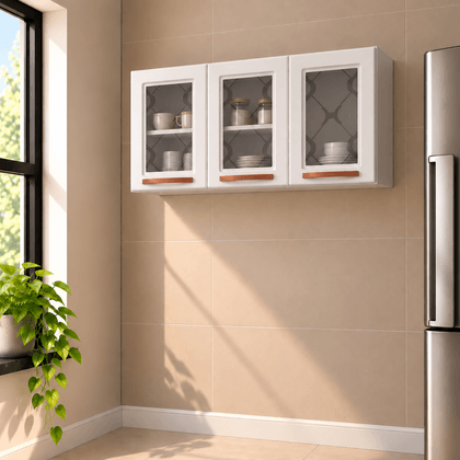 Armário de Cozinha de Aço Aéreo Triplo Médio Mirage New Branco - Telasul