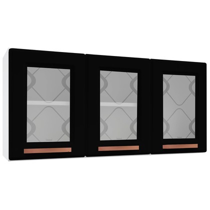 Armário de Cozinha de Aço Aéreo Triplo Médio Mirage New Branco/Preto - Telasul