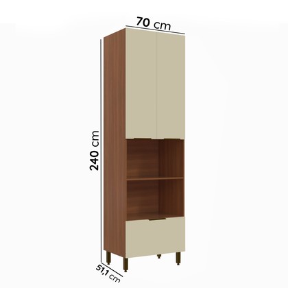 Paneleiro Lumina 700mm P/Micro e Forno 2pt 1gv Arenas/Freijó - Telasul