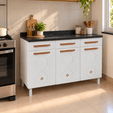 Balcão de Cozinha de Aço Triplo Mirage New C/ Tampo Branco - Telasul