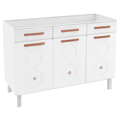 Balcão de Cozinha de Aço Triplo Mirage New S/ Tampo P/ Pia Branco - Telasul