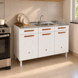 Balcão de Cozinha de Aço Triplo Mirage New S/ Tampo P/ Pia Branco - Telasul