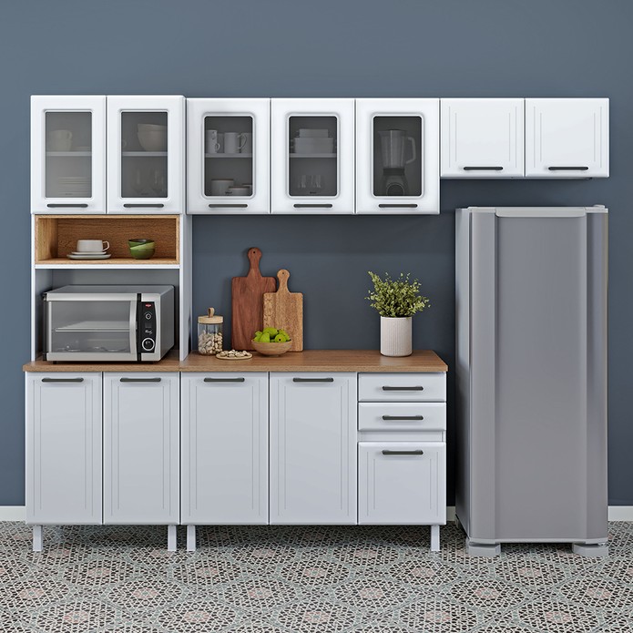 Cozinha Aço Completa com Kit para Micro-Ondas Liz 4 Peças Branco - Telasul