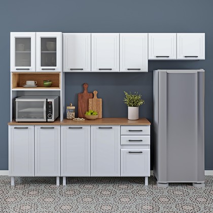 Cozinha Aço Completa para Micro-Ondas Liz 2 Gavetas 4 Peças Branco - Telasul