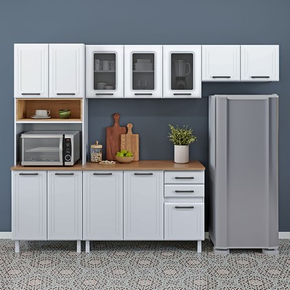 Cozinha Completa Aço para Micro-Ondas Liz 3 Vidros 4 Peças Branco - Telasul