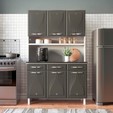 Armário de Cozinha de Aço Kit Triplo Star New Cinza - Telasul
