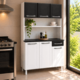 Armário de Cozinha de Aço Kit Triplo Topázio Smart Branco/Preto - Telasul