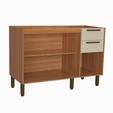 Balcão de Cozinha Fiorela 1200mm sem Tampo 3 Portas 2 Gavetas Arenas/Freijó - Telasul