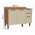 Balcão de Cozinha Fiorela 1200mm com Tampo 3 Portas 2 Gavetas Arenas/Freijó - Telasul