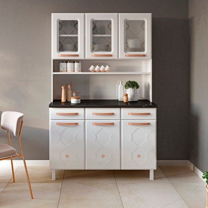 Armário de Cozinha de Aço Kit Triplo Mirage New Branco - Telasul