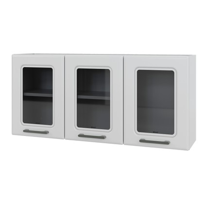 Armário de Cozinha de Aço Aéreo Triplo Médio Liz com Vidro Branco - Telasul
